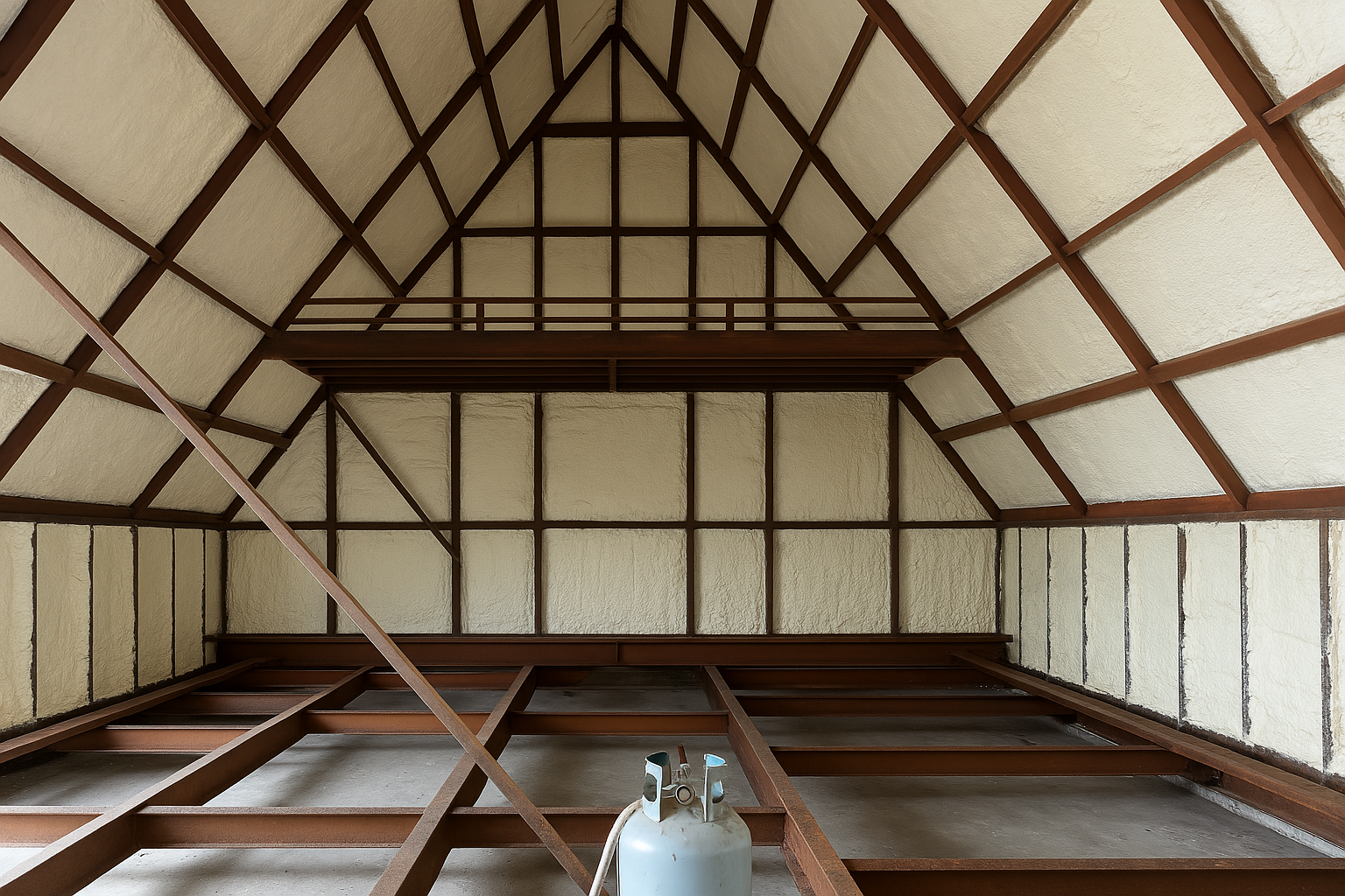 Isolation intérieure par mousse polyuréthane projetée — exemple de réalisation Brimar