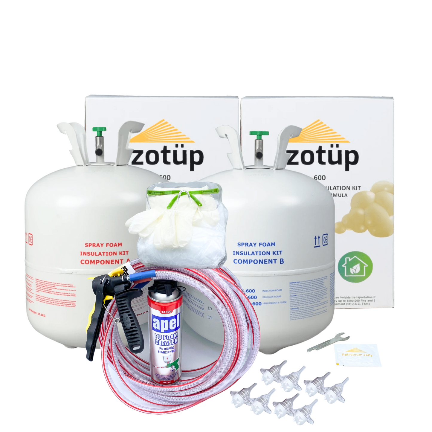Kit Izotüp 600 QR — mousse polyuréthane à cellules fermées, solution tout-en-un sans machine pour isoler murs, sols, plafonds et toitures avec une durabilité supérieure à 50 ans