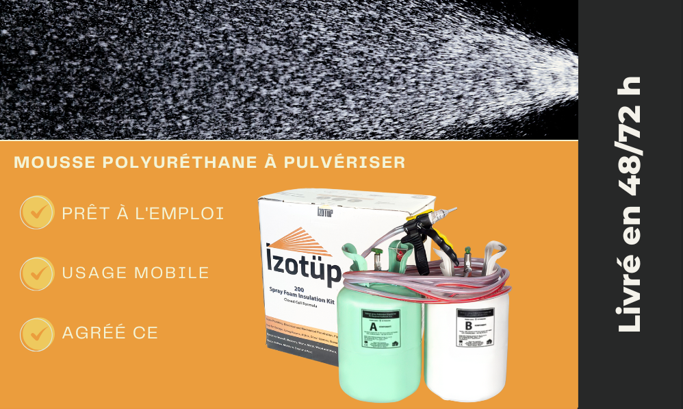 Kit Izotüp — mousse polyuréthane à pulvériser prêt à l’emploi, usage mobile et agréé CE