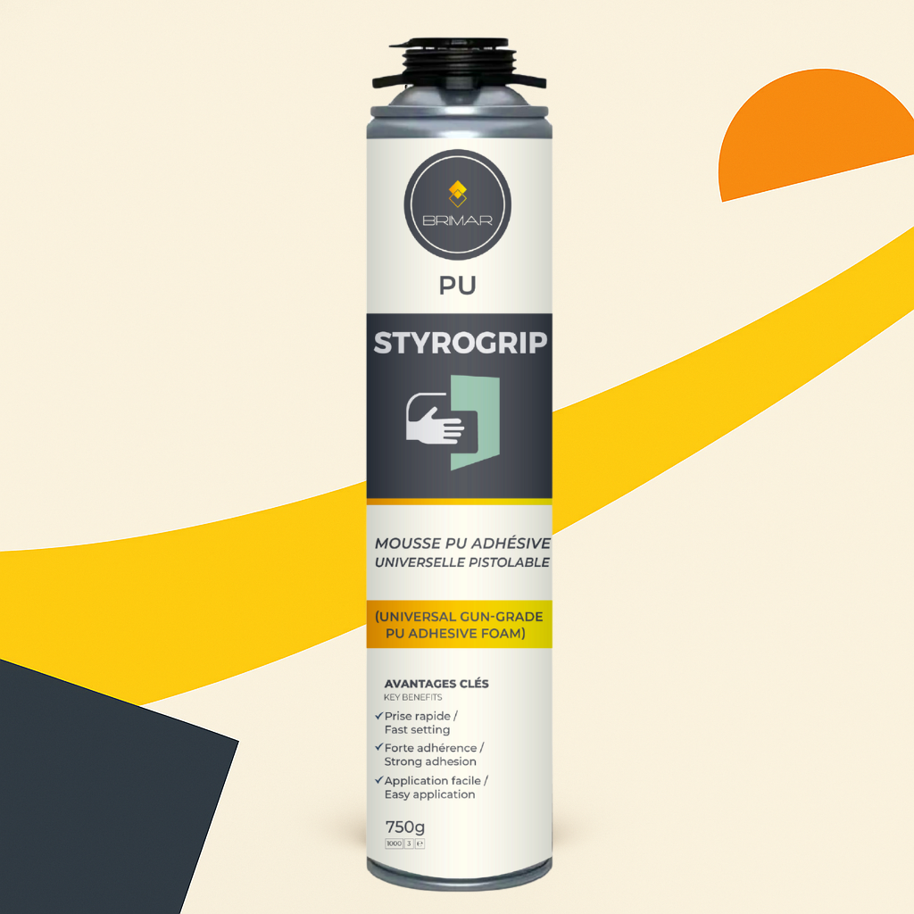 Bombe Styrogrip — adhésif mousse polyuréthane universel en spray